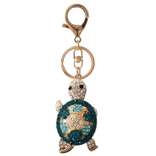 Llaveros para mujer, llavero de billetera, llavero de auto, lindo llavero de metal con forma de tortuga de diamantes de colores, colgante para auto, reparación de azulejos.
