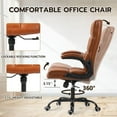 thumbnail image 6 of Executive Office Chair, Velvet Ergonomic Comfy Desk Chair, High Back Computer Chair with Adjustable Tilt Angle and Flip-up Arms (Without Footrest Brown), 6 of 15