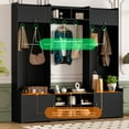 thumbnail image 5 of Euroco 79.1''Wide Modern Hall Tree with Shoe Storage, 4-in-1 Entryway Bench with 8 Cubbies, 7 Coat Hooks & Adjustable Shelf for Hallway, living room, Black, 5 of 9