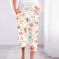 thumbnail image 2 of CZHJS Compression Pants Women Floral Printing Capris Hiking Pants for Ladies High Waist Comfy Boho Summer Beach Pant Capri Yoga Leggings Pencil Pants Workout Tights, 2 of 5