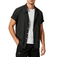 thumbnail image 3 of Bxsruta Men's Summer Casual Short Sleeve Button Front Shirt Lightweight Breathable Polyester Spandex, 3 of 7