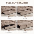 thumbnail image 6 of Bonzy Home Modular Corduroy Sectional Sofa with Pull Out Sleeper, Convertible U-Shaped Couch, Free Combination Upholstered Sofa Bed for Living Room, 6 of 7