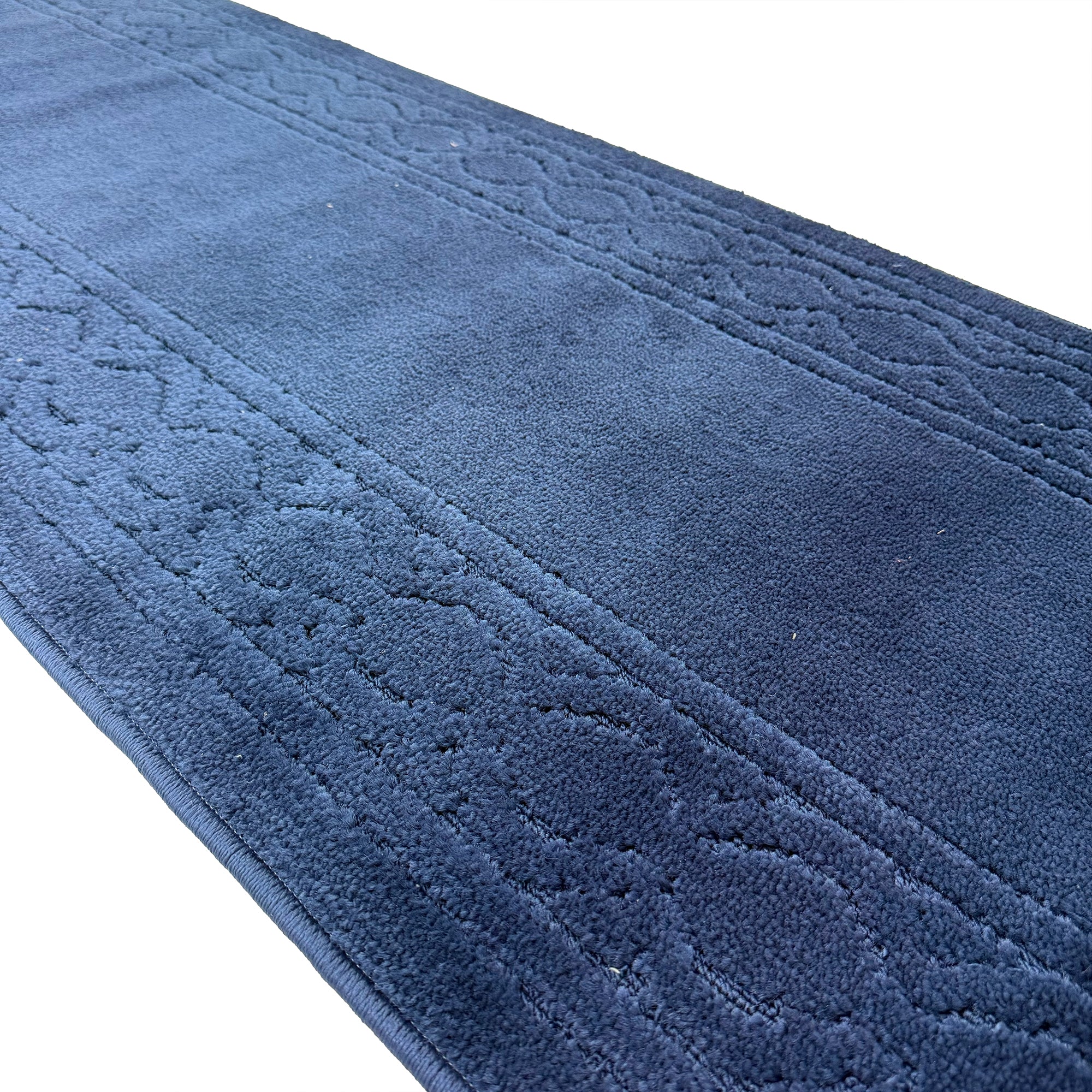 Custom Size Anti-Slip Washable Soft Pile Moroccan Trellis Navy Carpet Runner Rugs ( 4' x 26")