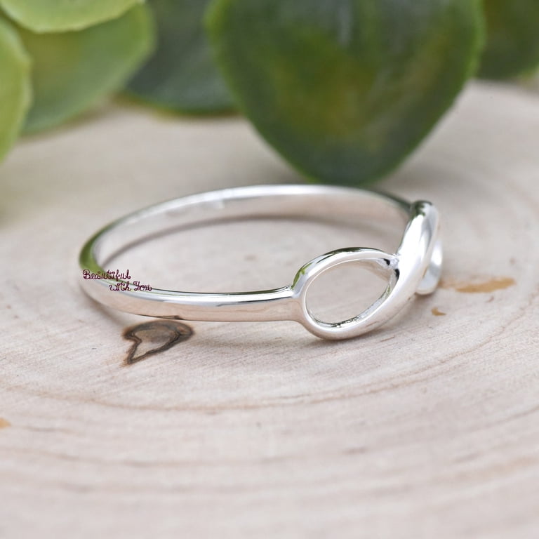 LD DESIGNS Silver Infinity Ring, Minimalist Dainty Open Loop Stackable ...