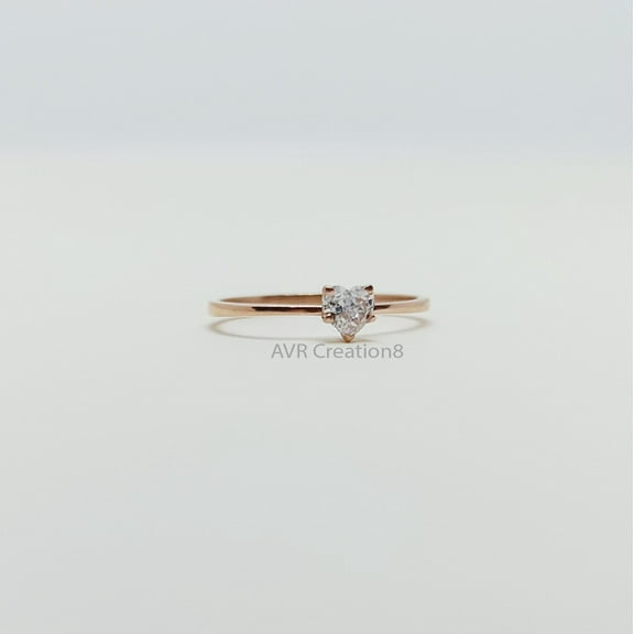 Tiny Heart Cut Diamond Promise Ring, Solitaire Diamond Ring, Single Stone Ring, 925 Sterling Silver, Stackable Ring For Women, Gifts For Her