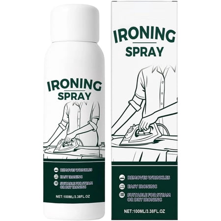 Anti Static Ironing Spray for Clothes, 3.38 Fl Oz Wrinkle Releaser Fabric Refresher, No Flaking Smoothing Starch for Cotton Linen & Wool