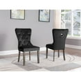 thumbnail image 3 of Modern Rustic Side Chairs in Gray Velvet and Tufted Seats (Set of 2), 3 of 5
