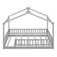 thumbnail image 5 of Full Size House Bed Solid Wood Floor Bed Frame with Fence Guardrails and Roof Montessori Bed Playhouse Bed for Children Girls and Boys, Gray, 5 of 7