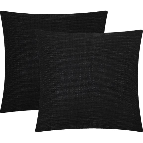 Mainstays Solid Texture Decorative Square Throw Pillow, 18" x 18", Black, 2 Pack