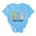 thumbnail image 3 of UPPADA Femmes Easter Oeufs Imprimé T-Shirts Heureux Easter Graphique Bunny Rabbit Mignons T-Shirts Manches Courtes Décontracté Col Rond T-Shirts Été Basique Coupe Régulière Chemises Bleu,G, 3 of 5