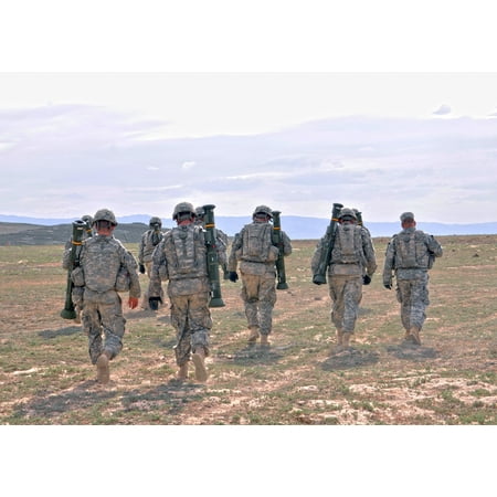 Oregon Army National Guard Soldiers of 2-162 Infantry Battalion walk away from the Anti-Tank Weapon Poster Print 24 x