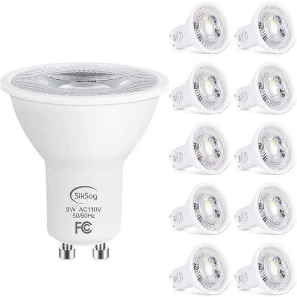 GU10 LED Bulbs 5000K Daylight White, 8W Equivalent 70W Halogen, 720lm, Non Dimmable Spotlight, 120° Beam Angle, CIR≥85, ETL Listed LED Light Bulbs for Recessed Track Lighting, Pack of 10