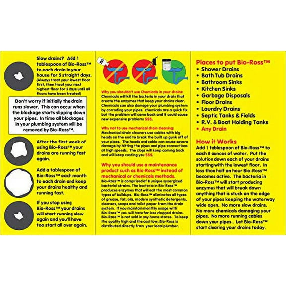 Bio-Ross Drain & Septic Drain Cleaner By Bio Ross Elimination Enzyme Drain Cleaner One 2 lbs Containers