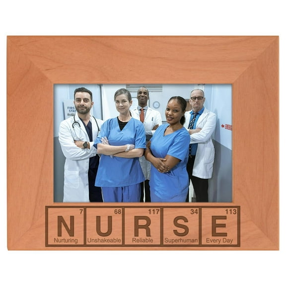 ThisWear Nurse Gift Science STEM Nerd Periodic Table Natural Wood Engraved 4x6 Landscape Picture Frame Wood