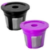 Reusable Filter Pods for Keurig K-Cup Coffee Maker, Refillable Coffee Pods Compatible with All 2.0 and Mini Brewers - Pack of 2 (Purple & Black)