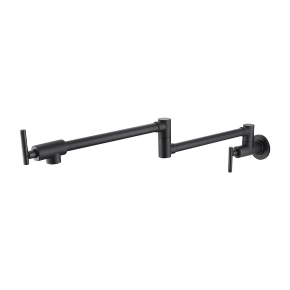 Contemporary Wall Mounted Pot Filler Kitchen Faucet – Swing Arm with Dual Joints Brushed Nickel