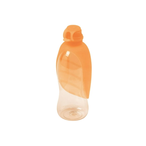 United Pets Leaf - Portable Dog Water Bottle, Made of Soft Silicone, Orange
