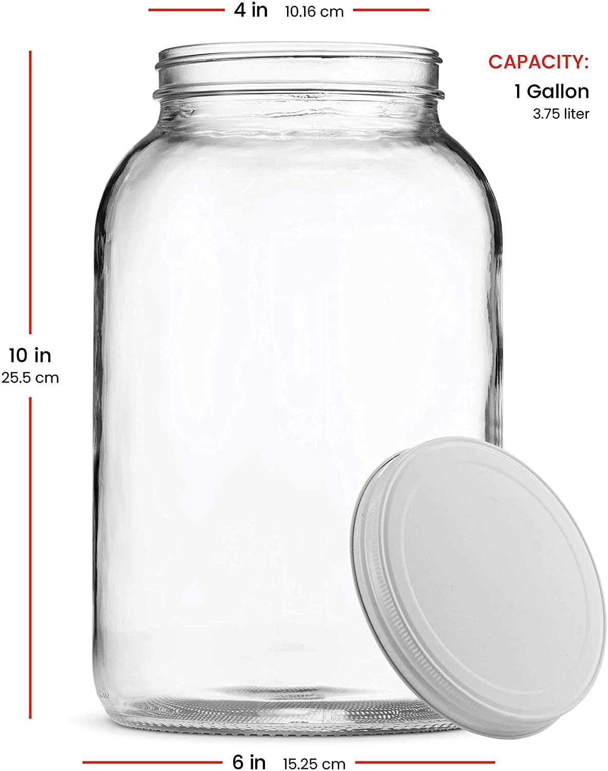 Fullenstall Extra Wide Mouth Glass Storage Jars with Airtight Lids, Large 1  Gall