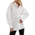 thumbnail image 3 of Women'S Long Sleeve Button Down Shirts Tie Waist Casual Loose Blouses Tops White L, 3 of 10