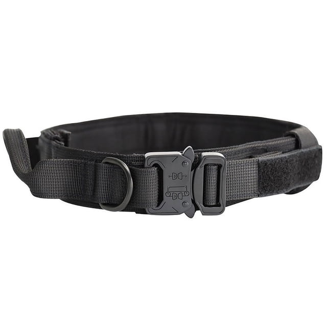 Collar táctico para perros, collares militares de nailon para mascotas, hebilla de metal resistente, entrenamiento ajustable, negro XL (53-63 cm)