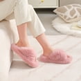 thumbnail image 6 of Women's Open Toe Cross Band Indoor Outdoor Non-Slip House Shoes, Faux Fur Fashion Cute Soft Fluffy Bedroom Slippers/Pink, 6 of 8