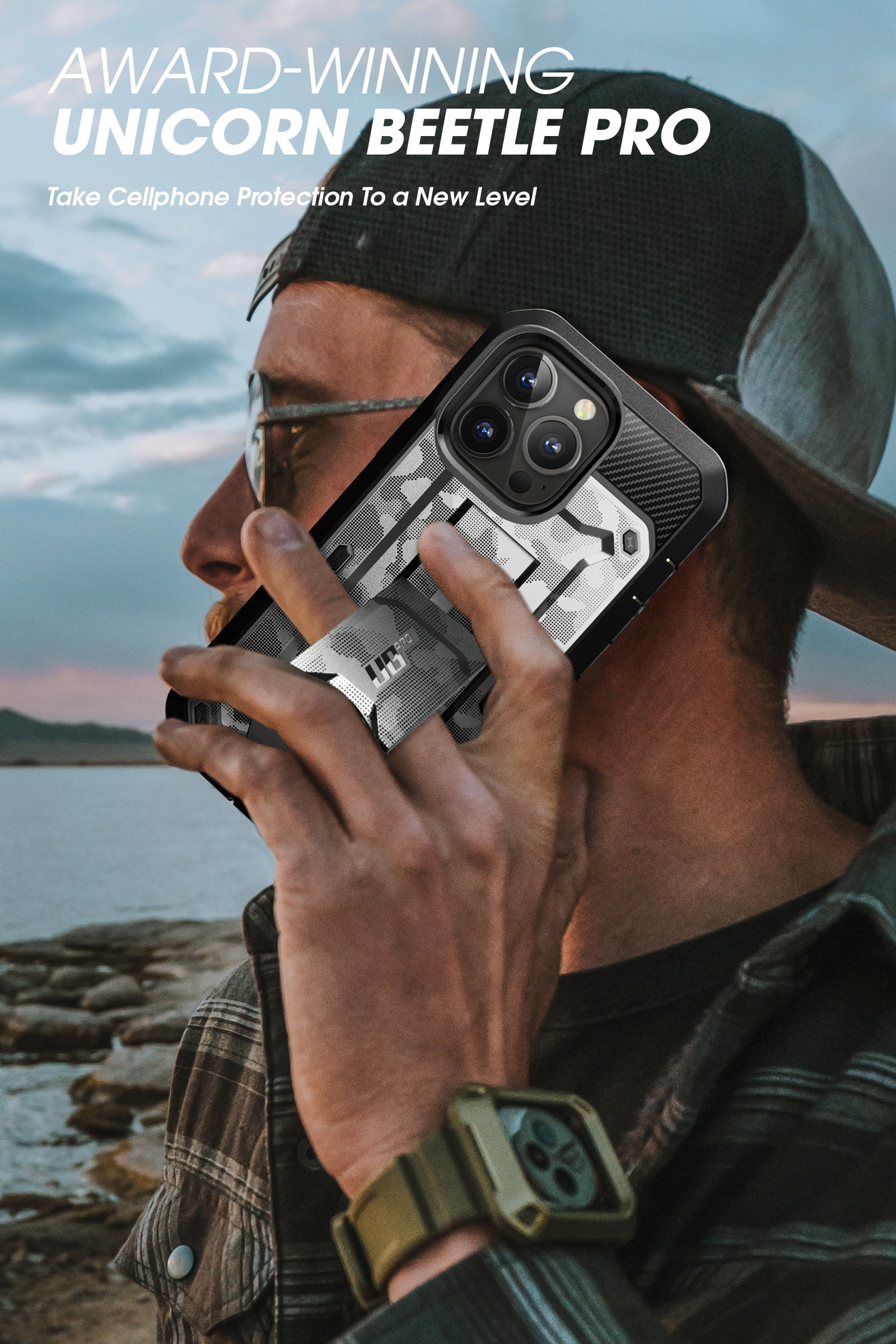SUPCASE Unicorn Beetle Pro Series Case for iPhone 13 Pro Max (2021 Release) 6.7 Inch, Built-in Screen Protector Full-Body Rugged Holster Case (CamoGray)