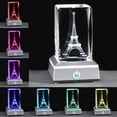 thumbnail image 2 of Lámpara LED Movdyka con forma de torre Eiffel de cristal 3D, 8 cm, 2 of 7