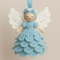 KOYPTL Crochet Christmas Angel Ornament Kit,Handmade Yarn Crafts Set for Beginners,Christmas Tree Decoration Crochet Doll Hanging Ornament,Holiday Xmas Gifts for Adults and Handmade Lovers Light Blue