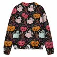 thumbnail image 2 of JIAYUE Women Halloween Cardigan Cozy Crew Neck Button Front Knit Sweater Long Sleeve Pumpkin Ghost Print Outerwear For Party Wear, 2 of 5