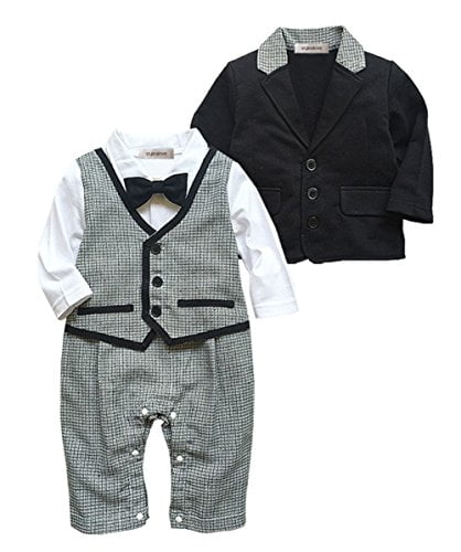 StylesILove Baby Boy Tuxedo Romper Onesie and Jacket 2-piece (12-18 ...