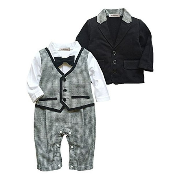StylesILove Baby Boy Tuxedo Romper Onesie and Jacket 2piece (1218