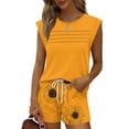 thumbnail image 4 of Two Piece Sets for Women Trendy Short Sets Beach Vacation Clothes Airport Travel Cruise Summer Outfits Yellow M, 4 of 6