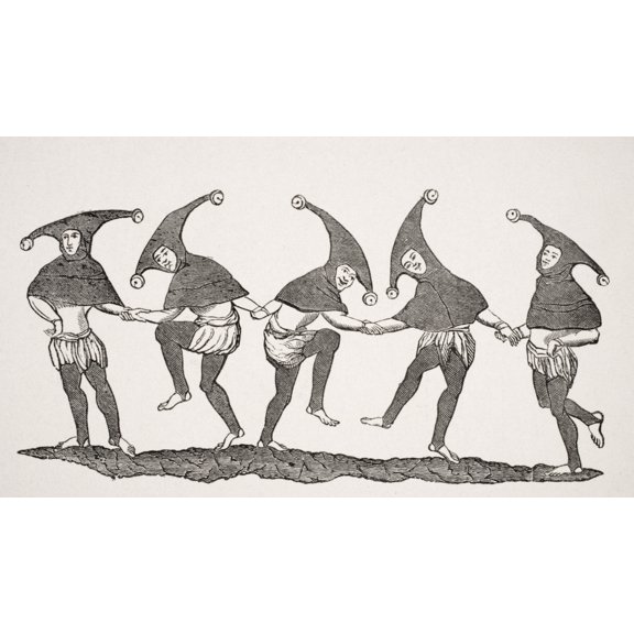 Posterazzi DPI1857936 Dance of Fools 19th Century Reproduction From Miniature in 13th Century Manuscript Poster Print, 19 x 11