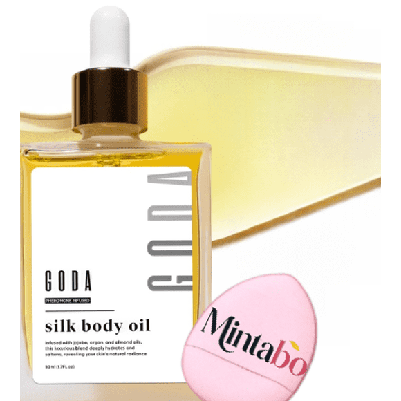 Silk Body Oil | 1 Pack | Body Care Oil with Applicator Puff | Canada Version, Makeup Organizers