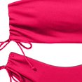 thumbnail image 4 of Bikinis for Women Strapless Bandeau Backless Tube Top Ruched Drawstring V Waist Cheeky Briefs, 4 of 5