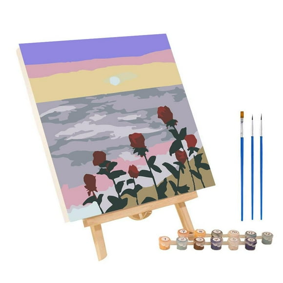 Peinture à l'Huile Numérique DIY 20x20 cm Peinture sur Toile par Numéros Cadeau Nouveau Cadre U2 N7M9