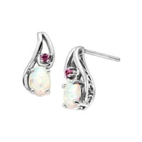 Finecraft 1/2 ct Created Opal & Pink Sapphire Drop Earrings