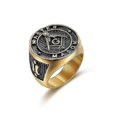 thumbnail image 1 of Ag Stainless Steel Ring Men Vintage Gold Color Male Hiphop Rock Man Rings Retro Free Mason Freemasonry Masonic Punk Jewelry, 1 of 5