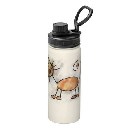 

Gaeub Brown Cat Cartoon Print Stainless Steel Water Bottle 18oz Sports Insulated Kettle for Women Men Suitable as a Gift