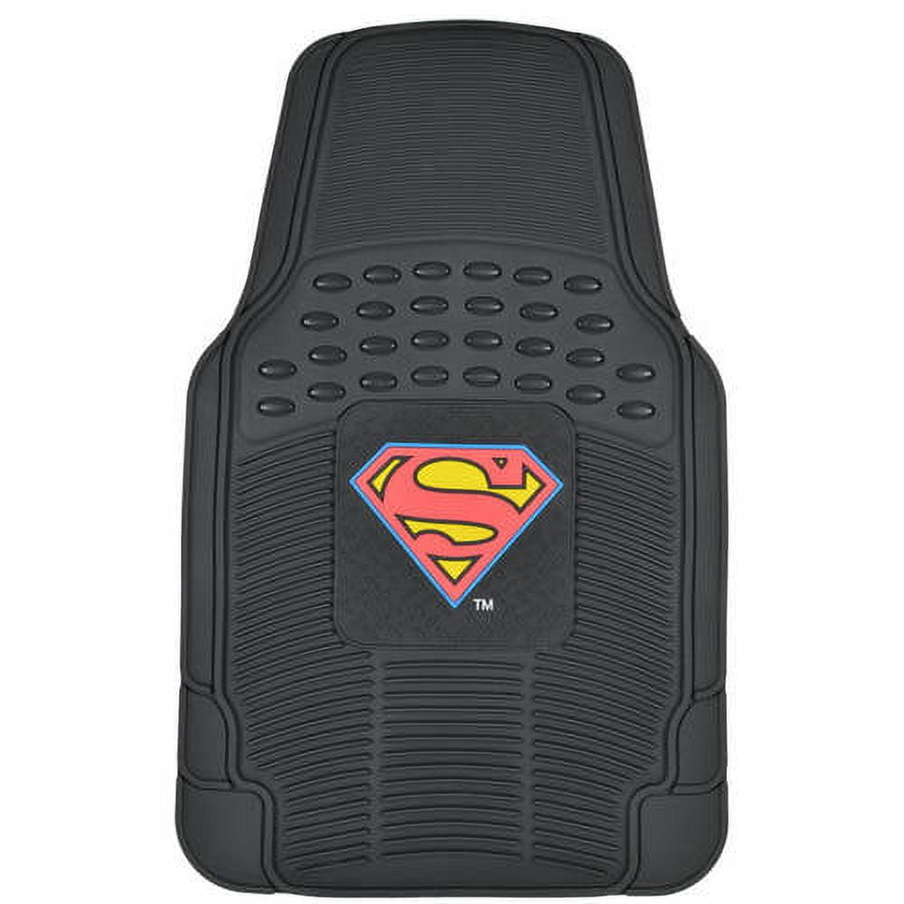 Superman Car Seat Covers with Rubber Floor Mats - Trimmable Floor Liners with Durable Seat Protectors