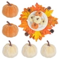 thumbnail image 2 of 5 Pcs Velvet Fake Pumpkins Fall Decor,Faux Small Pumpkin,Small Decorative Fabric Rustic Pumpkins,Fall Artificial Velvet Pumpkins,Small Realistic Vegetable Ornament,Halloween Decorations,Orange&Beige, 2 of 6