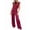 Wine Red, variant on Satin Wide Leg Jumpsuits for Women - Elegant Mock Neck Sleeveless Cocktail Party Romper