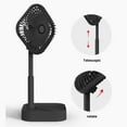 thumbnail image 4 of Portable Pedestal Fan Foldable Desk Standing Fan 1200mAh Rechargeable Battery 3 Speed USB Quiet Adjustable Height Wireless for Home Kitchen Office Outdoor Camping Travel, 4 of 5