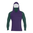 thumbnail image 2 of Men's UPF 50+ Hooded Sun Shirt, Lightweight Long Sleeve Fishing Shirt with Hood, Quick-Dry Rash Guard Sun Protective Shirt for Hiking, Beach, and Outdoor Activities Purple XXXXL, 2 of 4