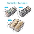 thumbnail image 3 of 3 Packs Foldable Nylon Underwear Drawer Organiser Divider, Washable Transparent Underwear Storage Box For Bras, Socks And Panties，6 Grid Bra Box + 7 Grid Panties Box + 11 Grid Socks Box（Grey）, 3 of 7