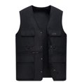 thumbnail image 3 of Men Lightweight Outdoor Sport Vest Men's Casual Fashion Multi-Pockets Solid Color Sleeveless V-Neck Top Waistcoat Outerwear Black 195, 3 of 4
