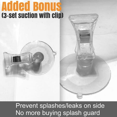 Shower Curtain Liner with 6 Magnets & 3 Suction Cups with Clip