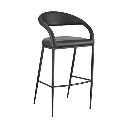 Ramona 30" Bar Stool with Matte Black Iron and Black Faux Leather