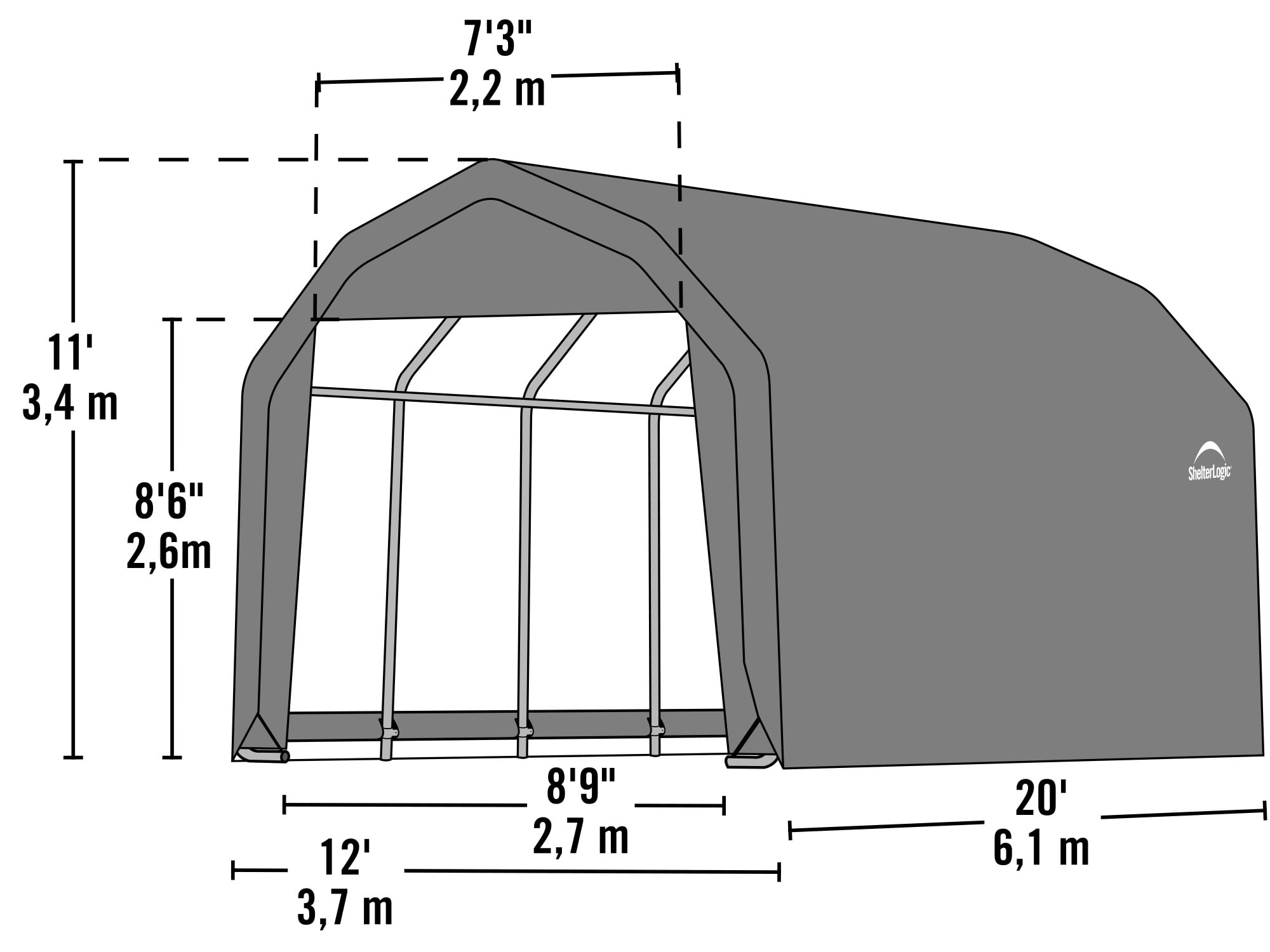 ShelterLogic 12 x 20 x 11 Homestead Barn Canopy Carport