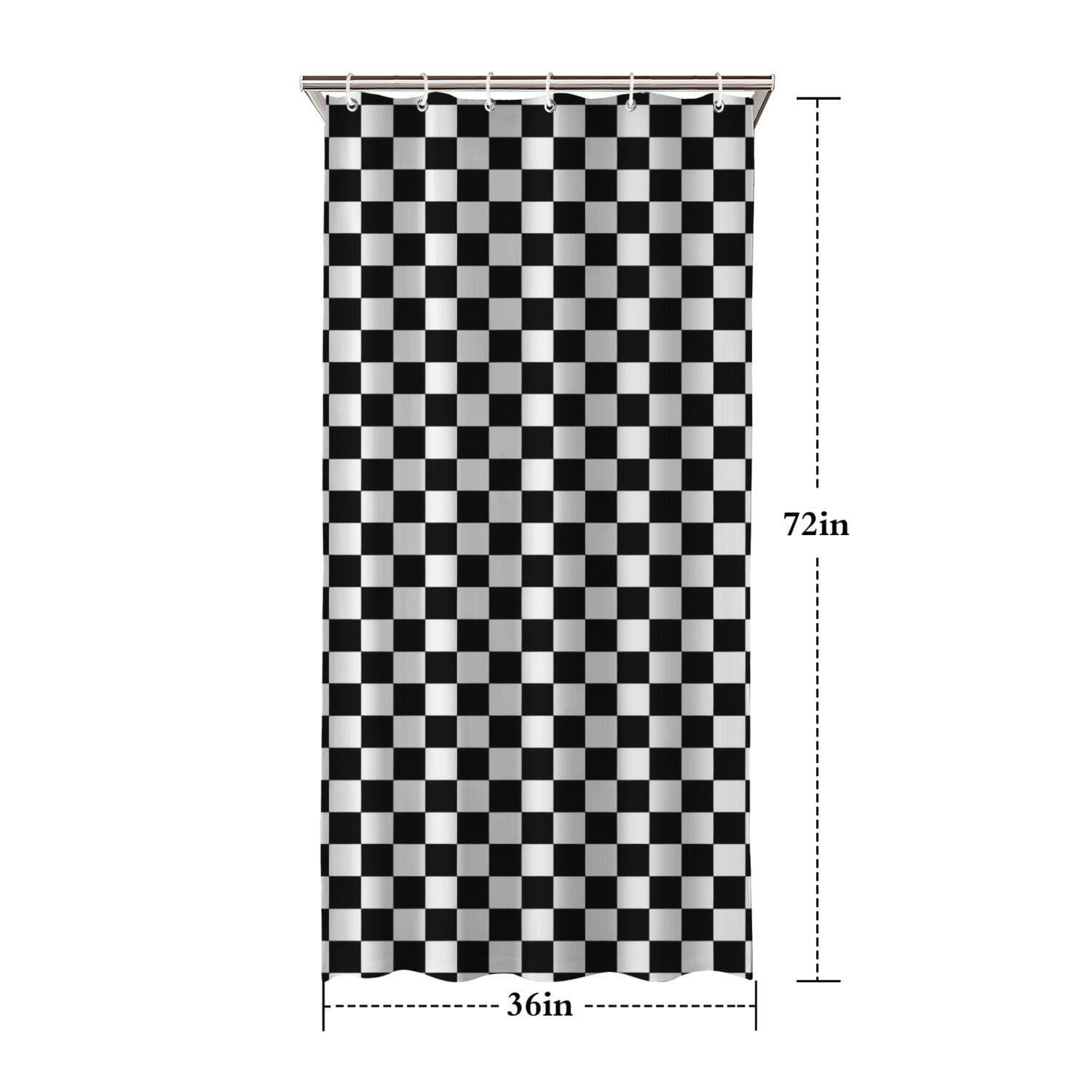 Black White Checkered Pattern Shower Curtain 36"x72" ,Bathroom Decorative Shower Curtains Set with 12 Hooks,Modern Waterproof Washable Shower Curtain
